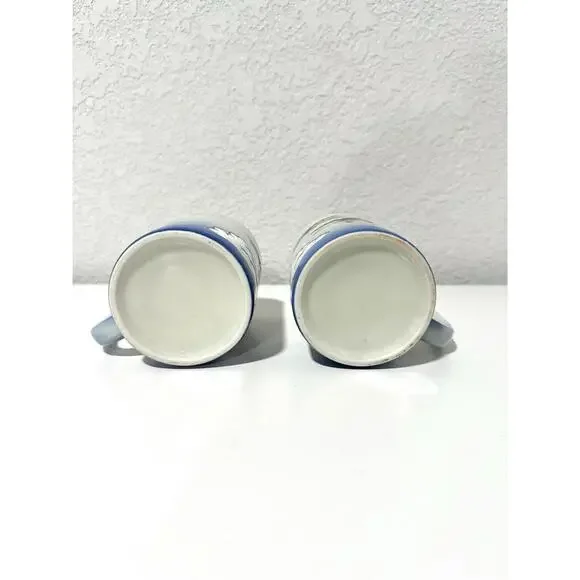 Vintage Otagiri Coffee Mugs Ceramic Biplane Design Clouds Collectible Set of 2 - Picture 7 of 9